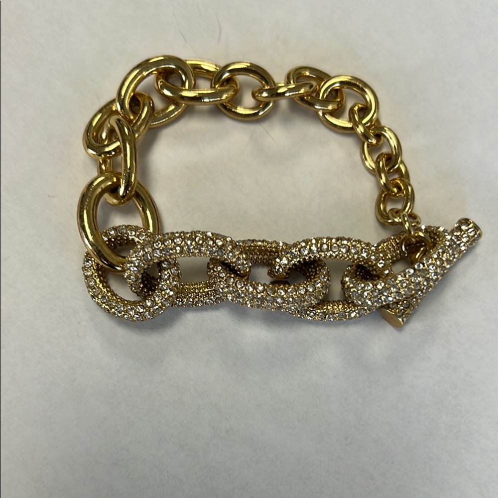 Gold Chain Bracelet with Rhinestones